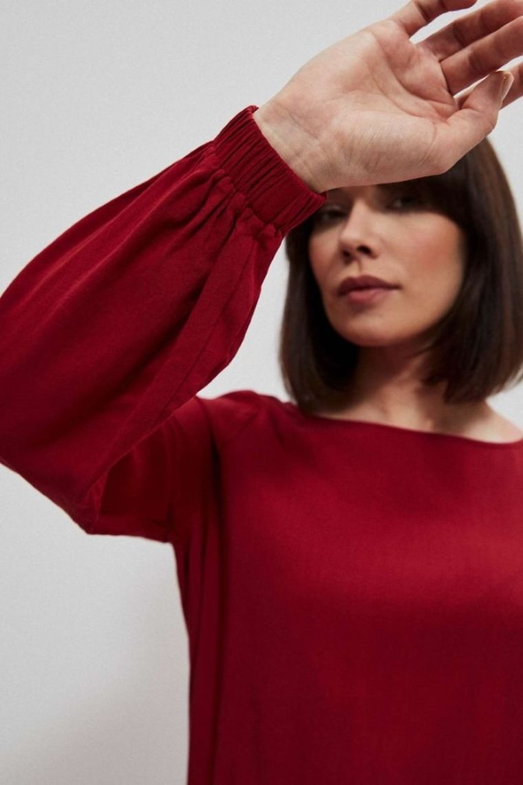 Koszula damska z długim rękawem, czerwona, Moodo