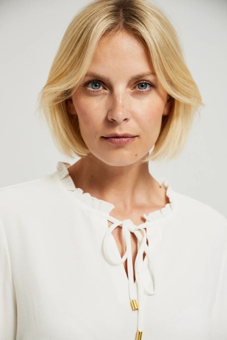 Koszula damska z długim rękawem, ecru, Moodo