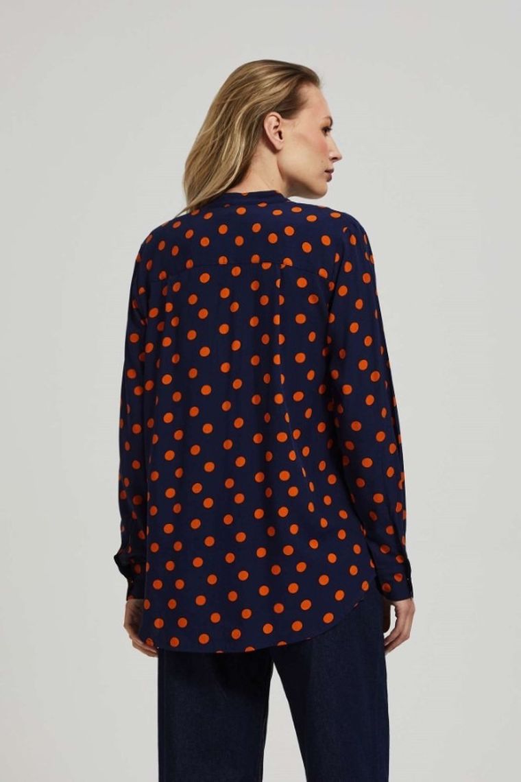 Koszula damska z długim rękawem, granatowa, Moodo