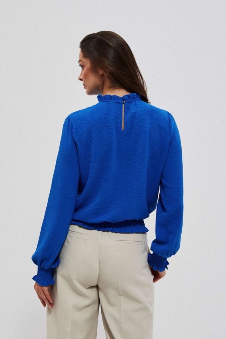 Koszula damska z długim rękawem, niebieska, Moodo