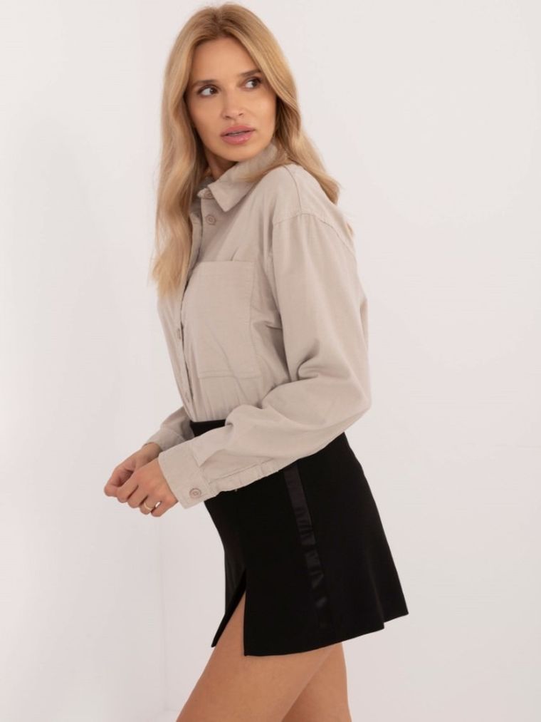 Koszula damska z długim rękawem, oversize, beżowa, Sublevel