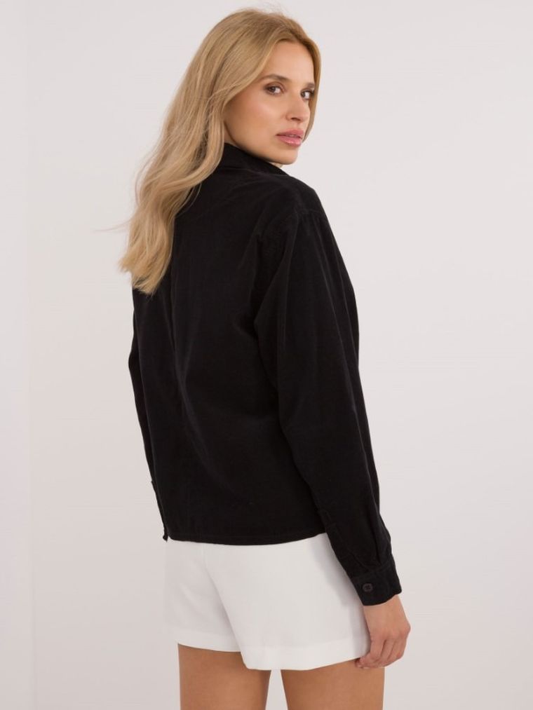 Koszula damska z długim rękawem, oversize, czarna, Sublevel