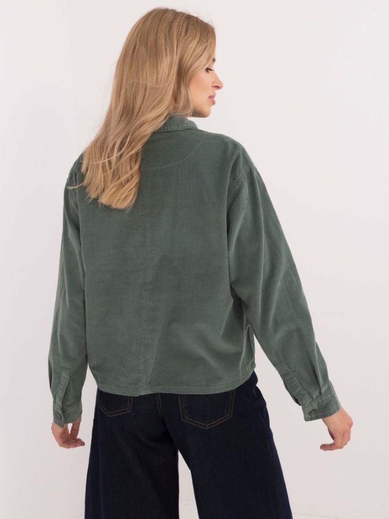 Koszula damska z długim rękawem, oversize, zielona, Sublevel