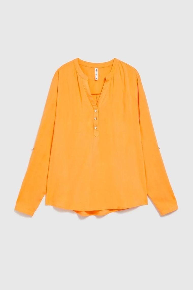 Koszula damska z długim rękawem, pomarańczowa, Moodo