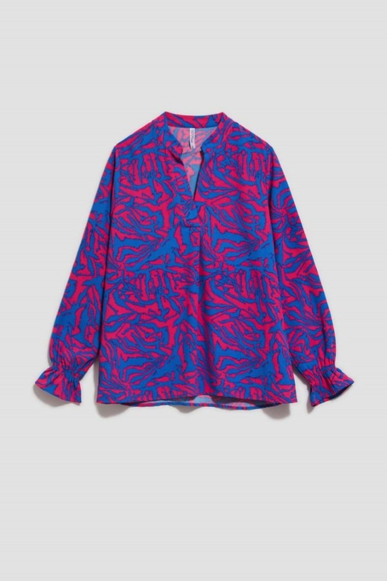 Koszula damska z długim rękawem, różowa, Moodo