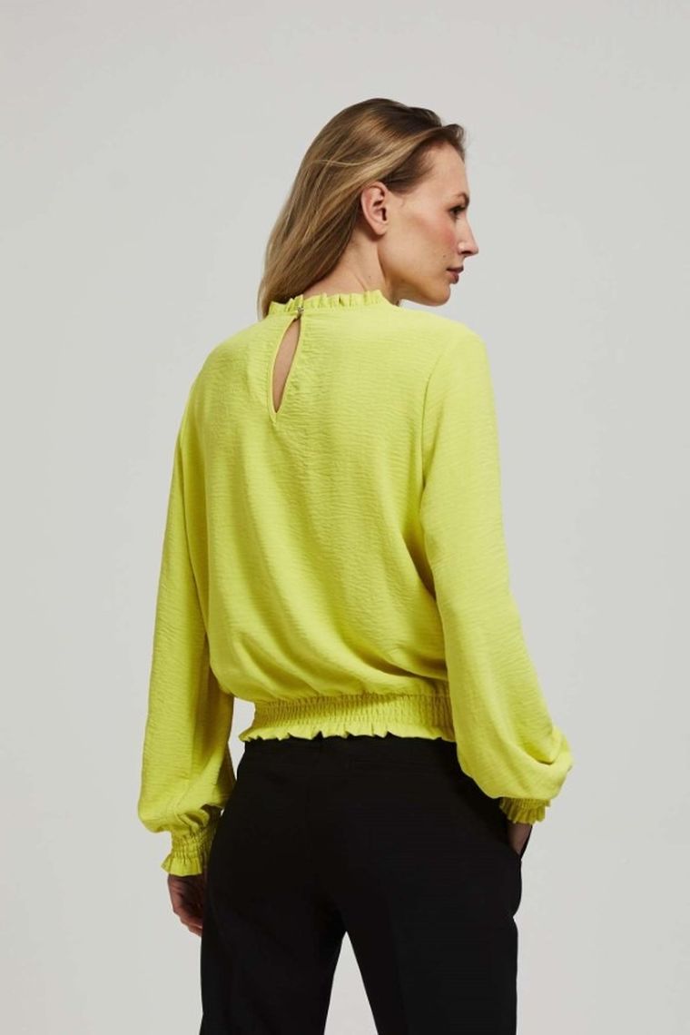 Koszula damska z długim rękawem, zielona, Moodo