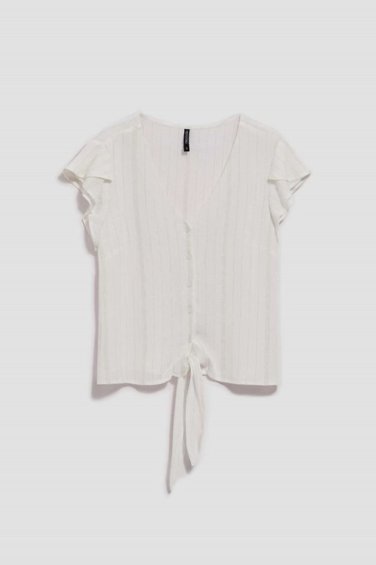 Koszula damska z krótkim rękawem, biała, Moodo