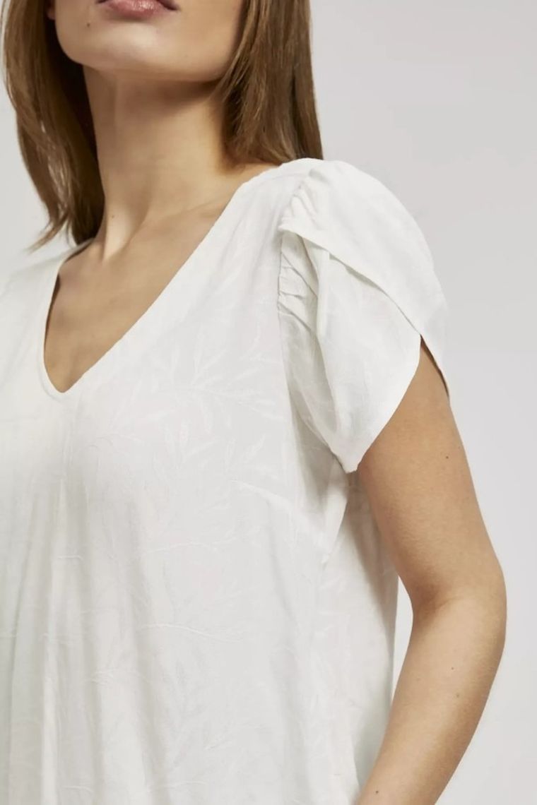 Koszula damska z krótkim rękawem, biała, Moodo