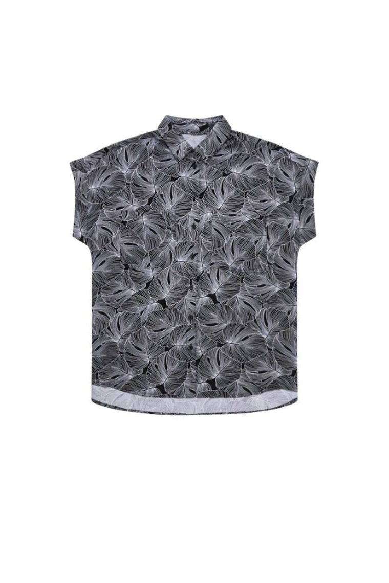 Koszula damska z krótkim rękawem, czarna, Moodo