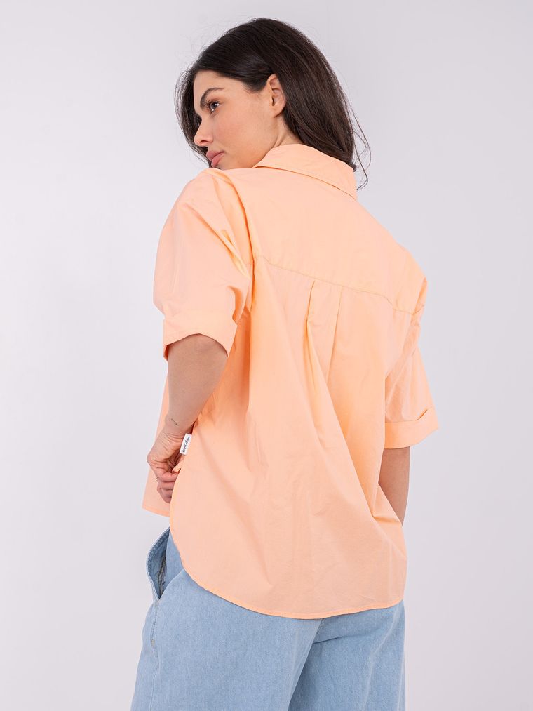 Koszula damska z krótkim rękawem, oversize, pomarańczowa, Sublevel