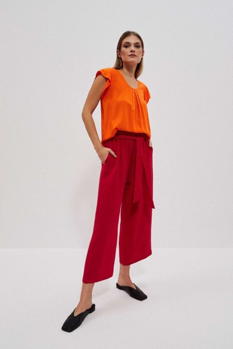 Koszula damska z krótkim rękawem, pomarańczowa, Moodo