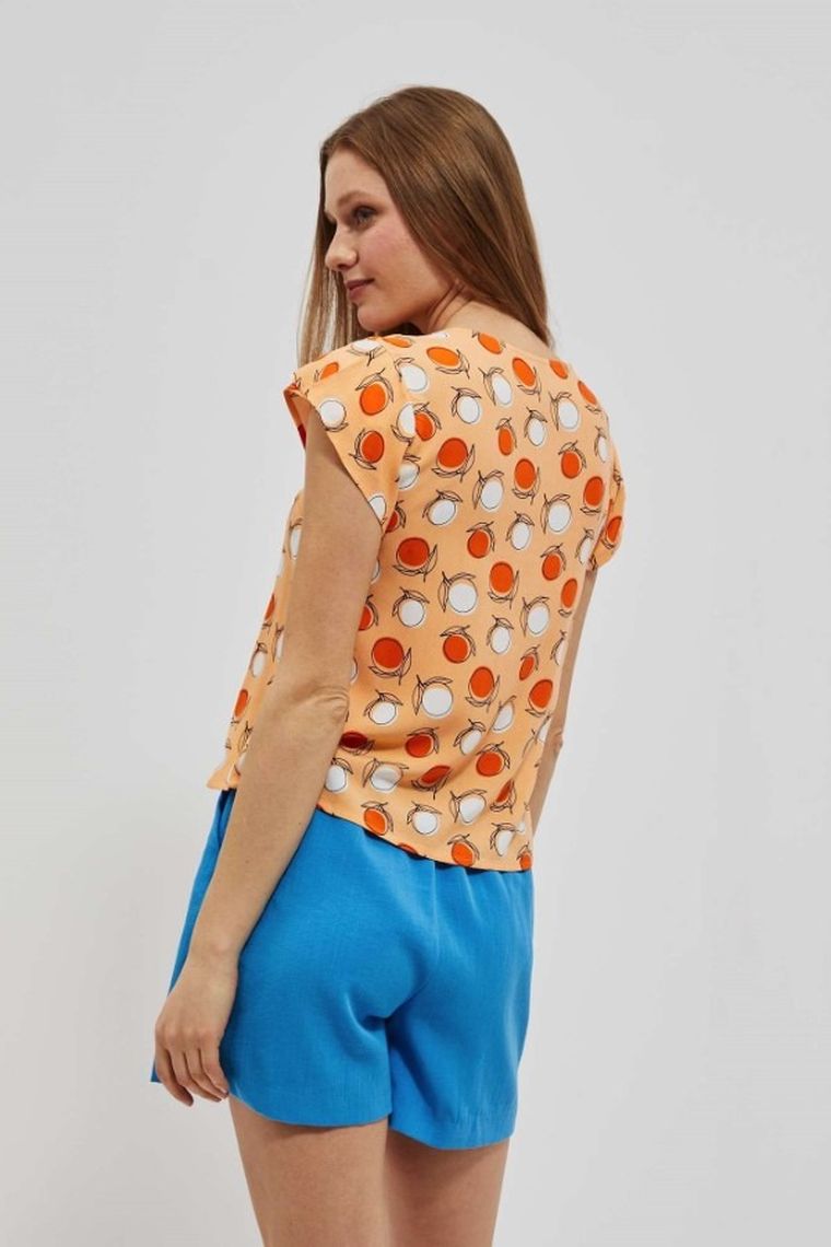 Koszula damska z krótkim rękawem, pomarańczowa, Moodo