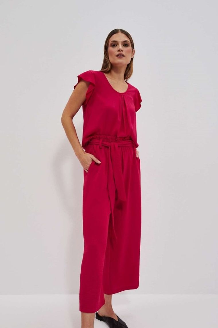 Koszula damska z krótkim rękawem, różowa, Moodo