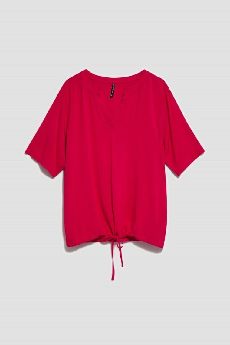 Koszula damska z krótkim rękawem, różowa, Moodo