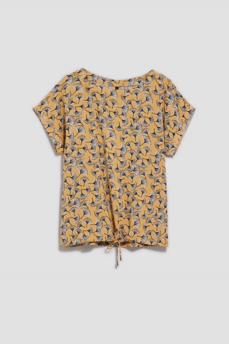 Koszula damska z krótkim rękawem, żółta, Moodo