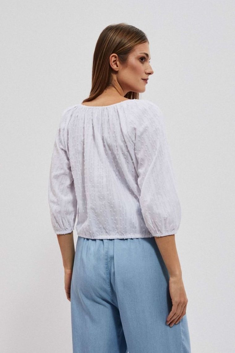 Koszula damska z rękawem 3/4, biała, Moodo