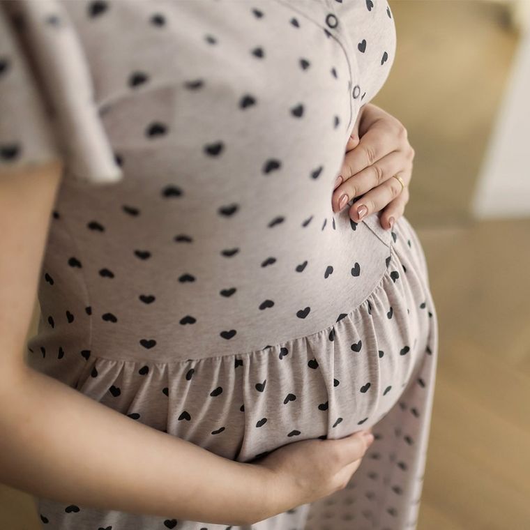 Koszula nocna damska z krótkim rękawem, ciążowa, beżowa, Eevi