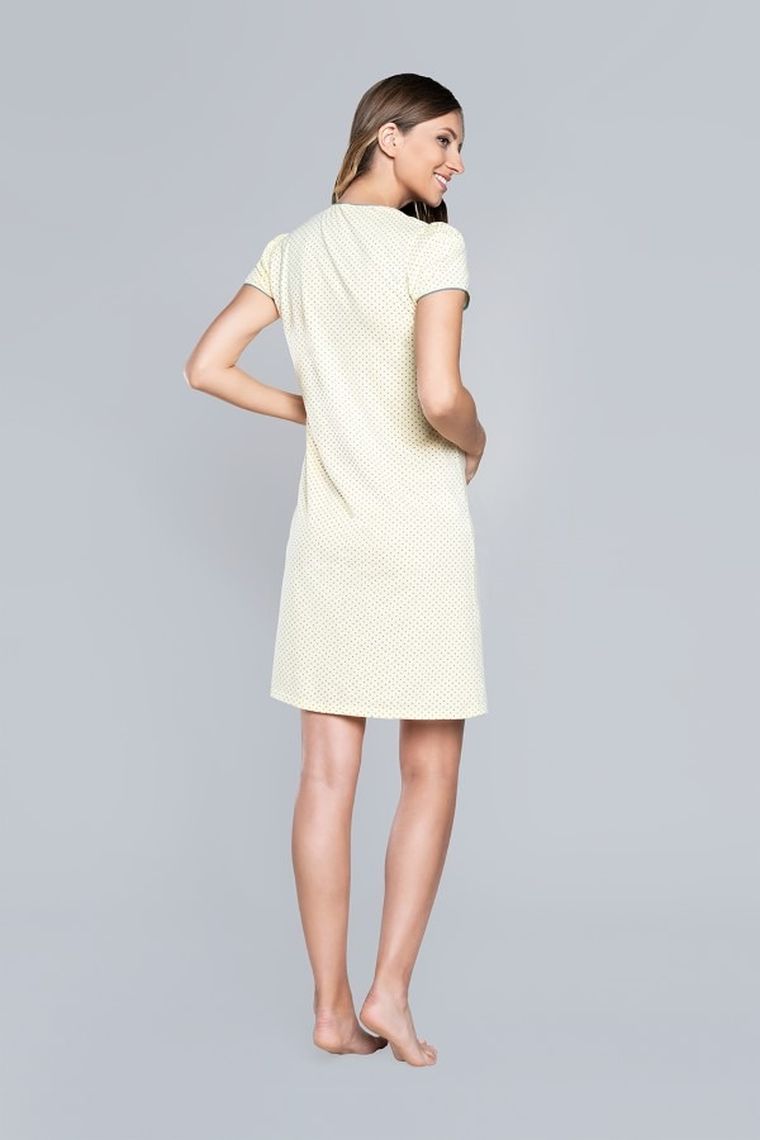 Koszula nocna damska z krótkim rękawem, ciążowa, żółta, Felicita, Italian Fashion