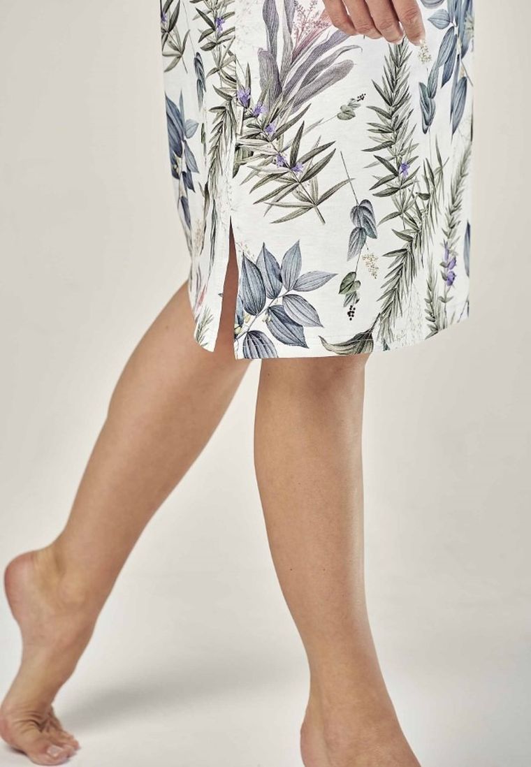 Koszula nocna damska z rękawem 3/4, biała, Ariana, Taro