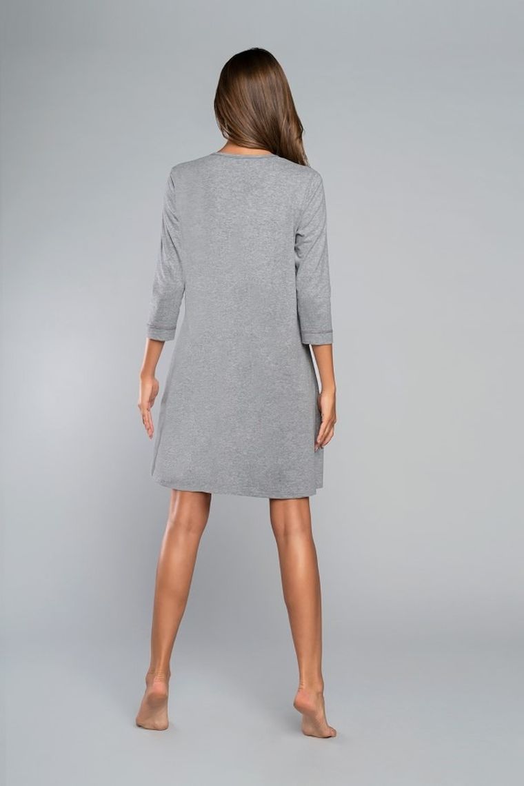 Koszula nocna damska z rękawem 3/4, szara, Balsam, Italian Fashion