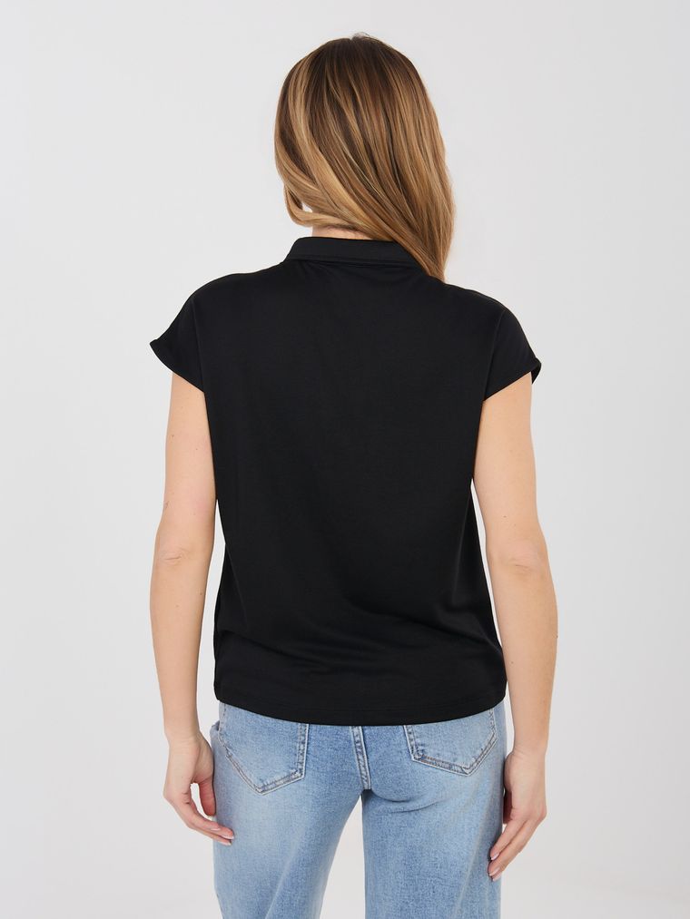 Koszulka polo damska z krótkim rękawem, czarna, Sublevel