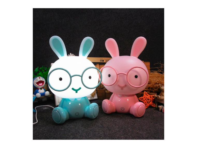 Królik, lampka nocna dla dzieci LED, różowa