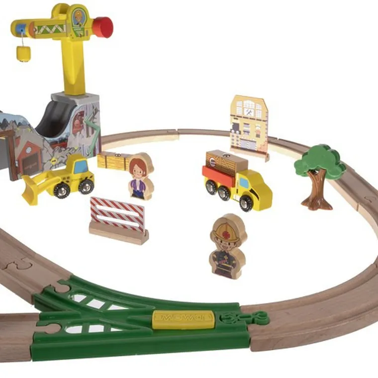 Kruzzel, drewniana kolejka z torem i figurkami, 3,2m