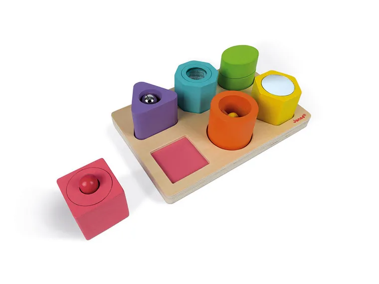 Kształty i dźwięki, puzzle sensoryczne drewniane