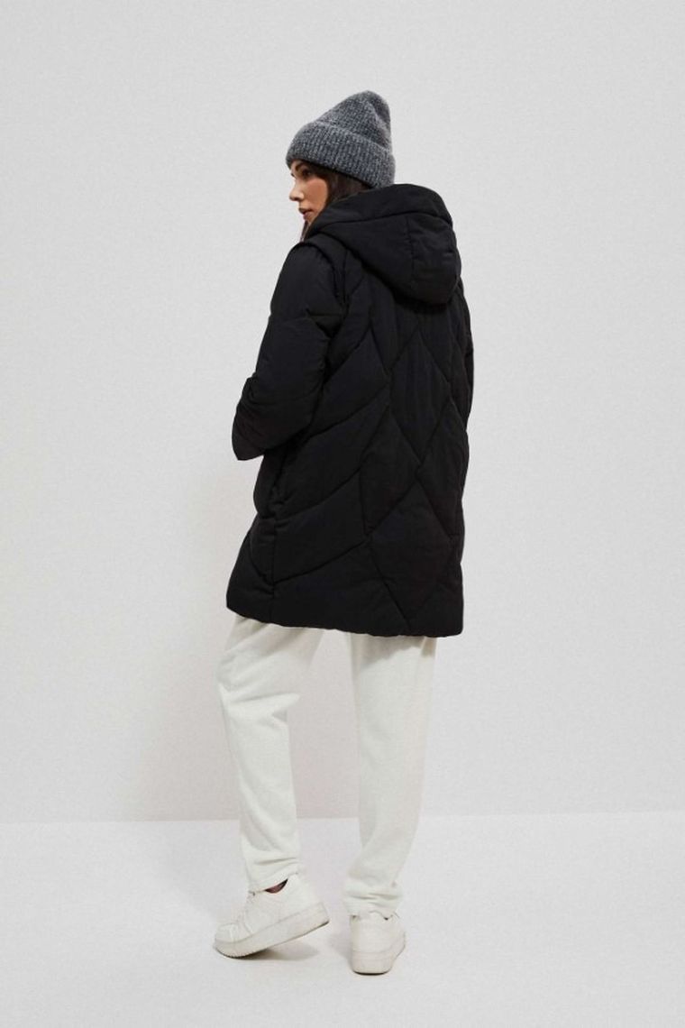 Kurtka damska z kapturem, 2w1, czarna, Moodo