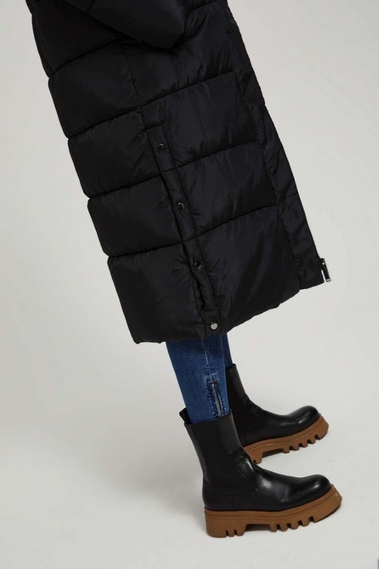 Kurtka damska z kapturem, czarna, Moodo