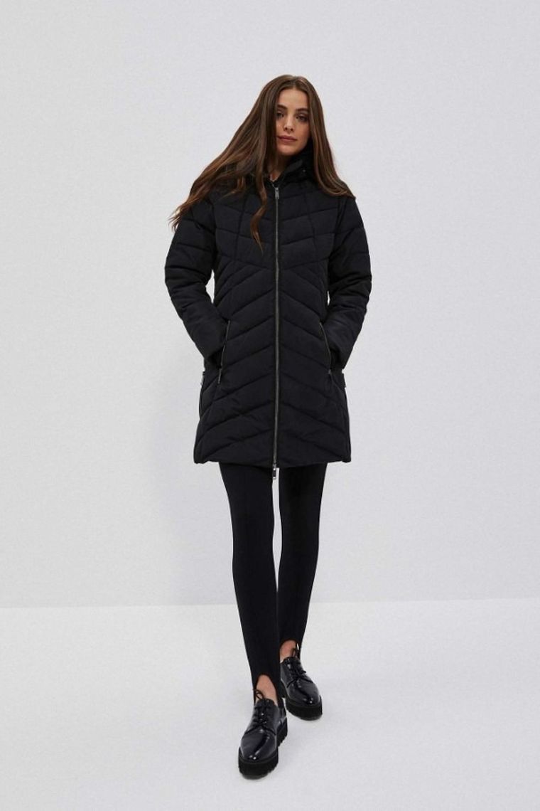 Kurtka damska z kapturem, czarna, Moodo