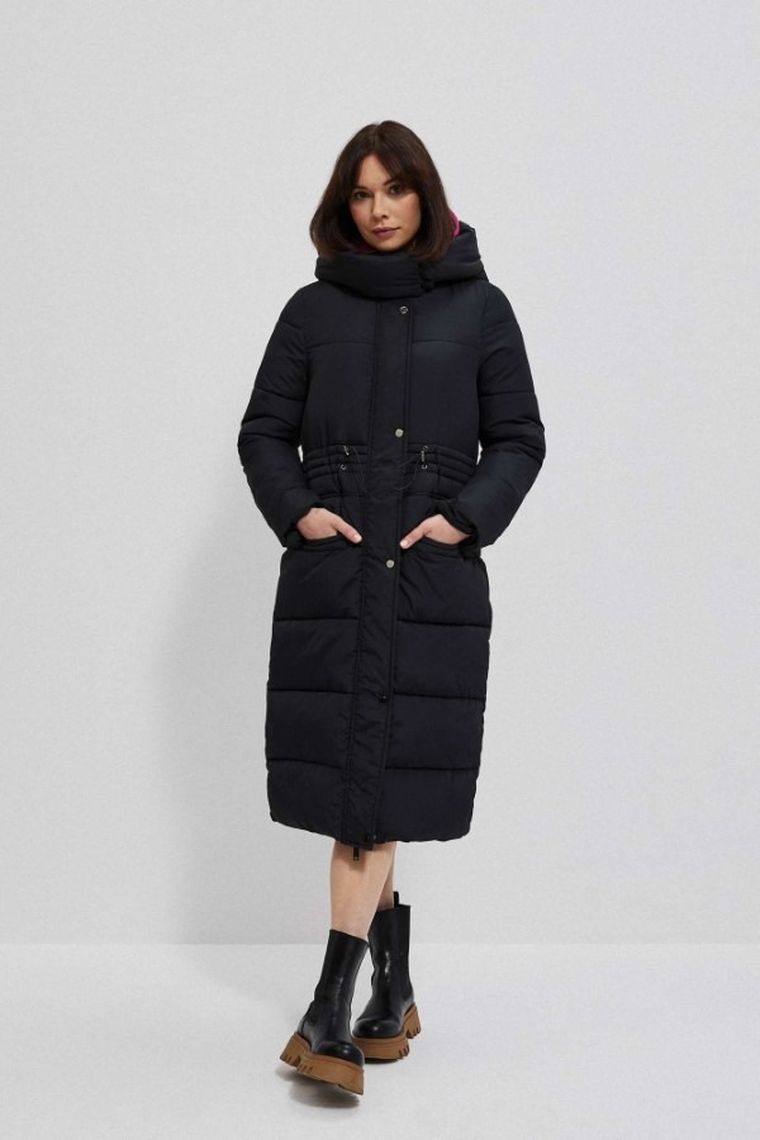 Kurtka damska z kapturem, czarna, Moodo