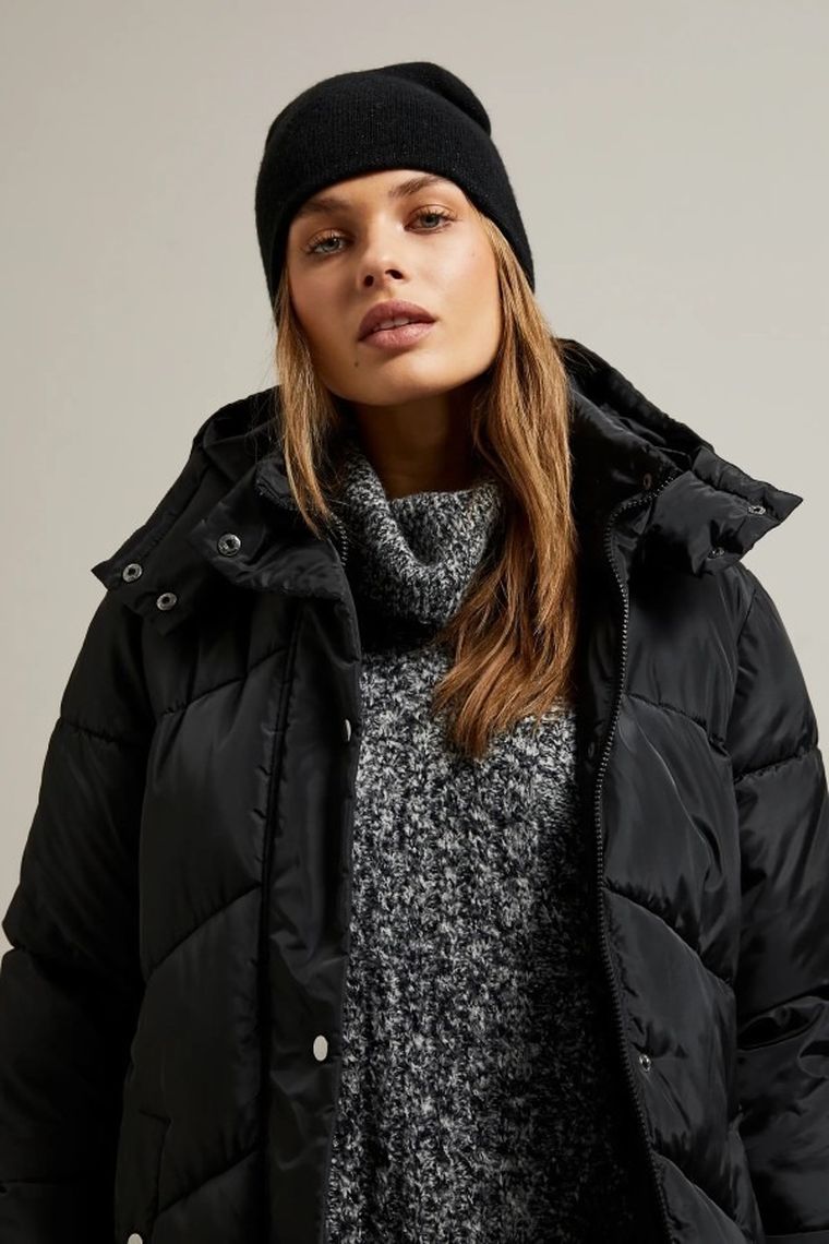 Kurtka damska z kapturem, czarna, Moodo