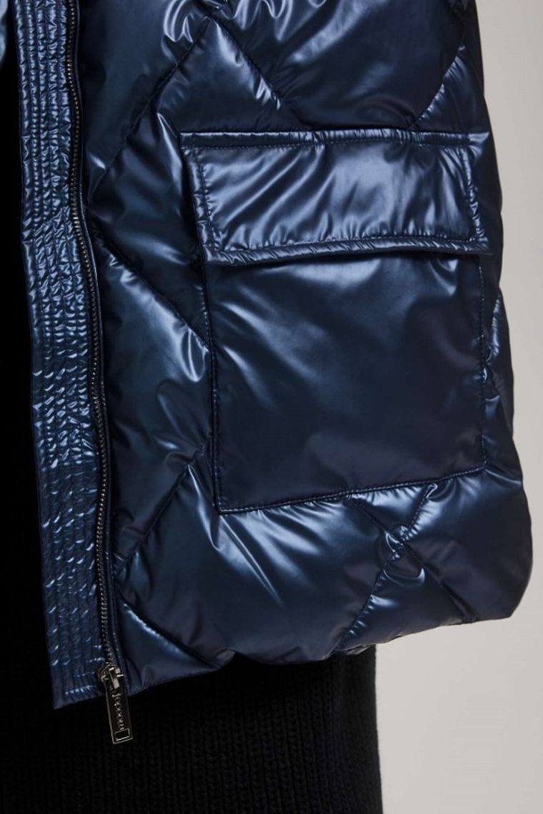 Kurtka damska z kapturem, granatowa, Moodo