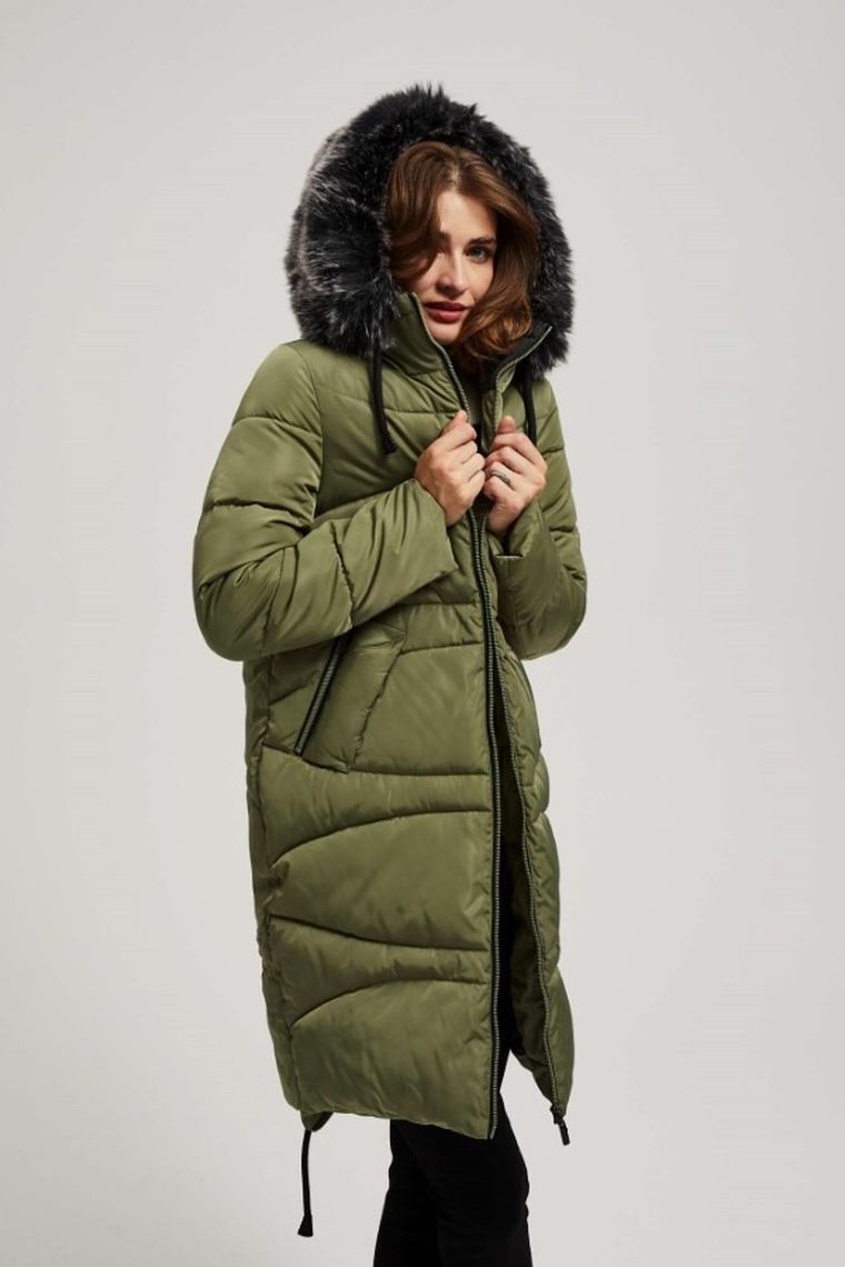 Kurtka damska z kapturem, khaki, Moodo