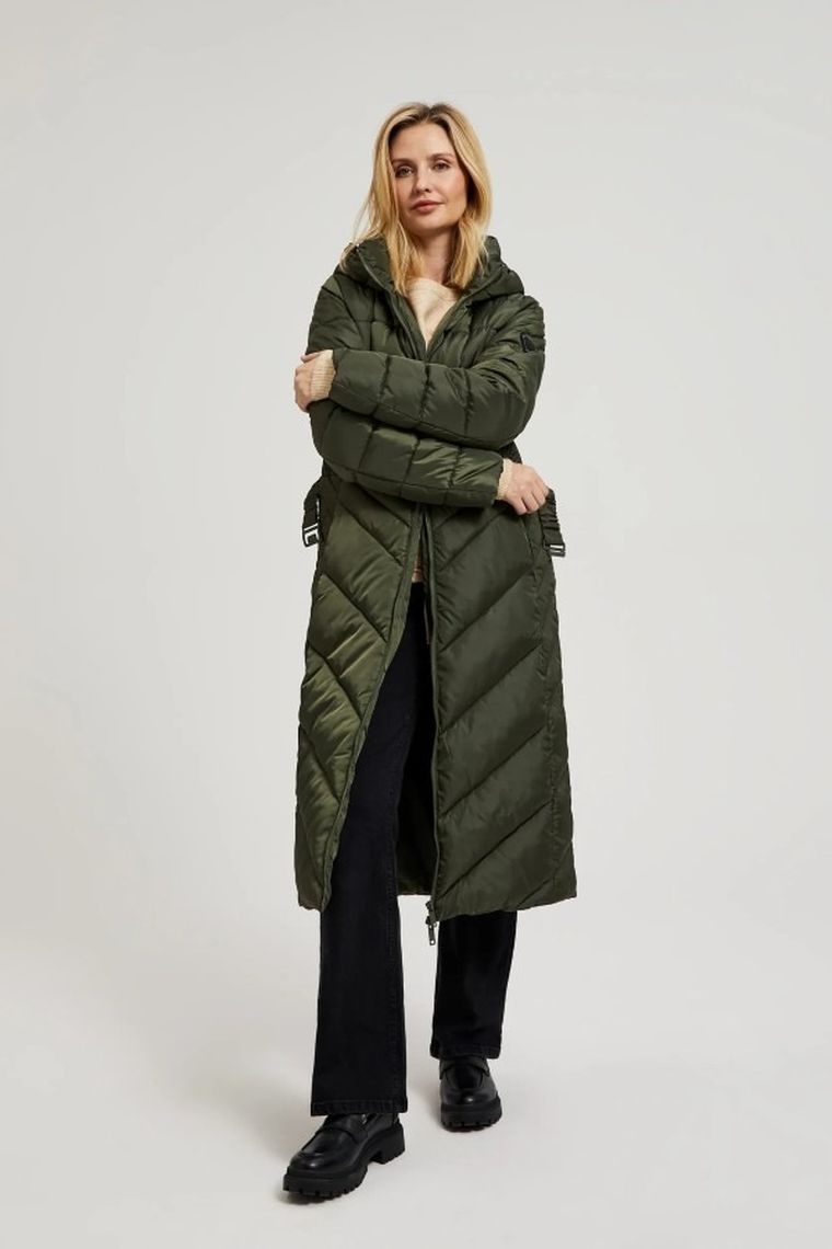 Kurtka damska z kapturem, khaki, Moodo