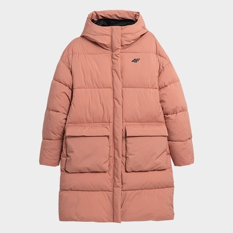 Kurtka damska z kapturem, różowa, 4F