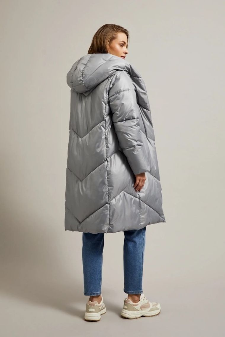 Kurtka damska z kapturem, szara, Moodo