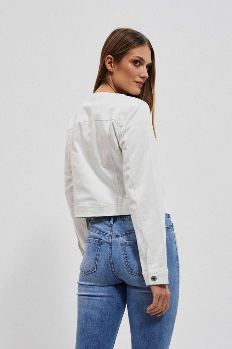 Kurtka jeansowa damska, biała, Moodo