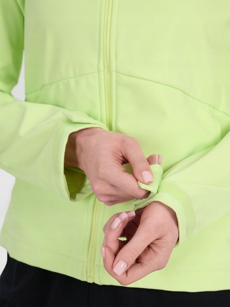 Kurtka softshell damska z kapturem, żółta, 4F