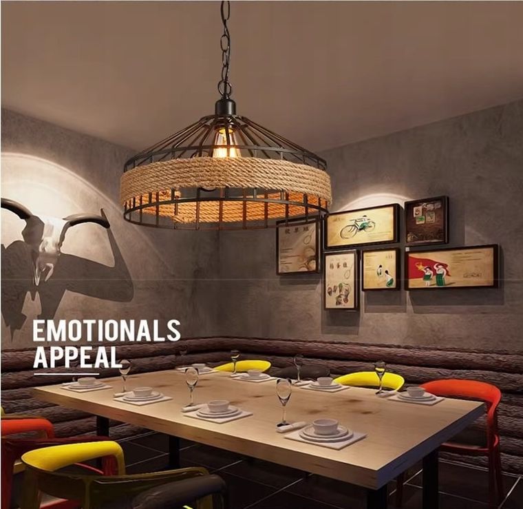 Lampa sufitowa z liny konopnej, średnica 40 cm