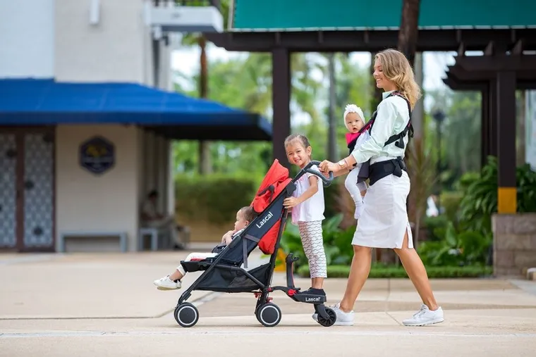 Lascal, BuggyBoard, Zestaw Maxi+, dostawka do wózka z siedziskiem, czerwona