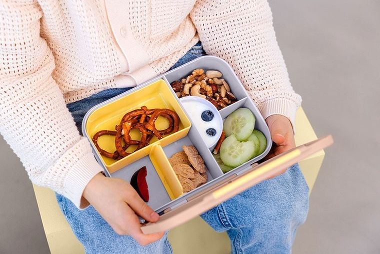 Lassig, Bento, Pattern Party, lunchbox z przegródkami, Rose/Lilac