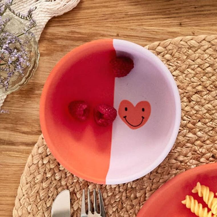 Lassig, Happy Rascals, miseczka silikonowa dla dzieci, Heart Lavender