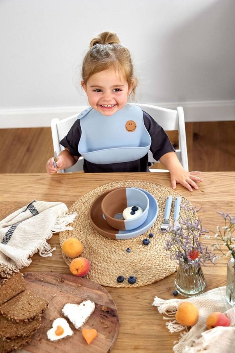 Lassig, Happy Rascals Smile, talerzyk silikonowy dla dzieci, Sky Blue