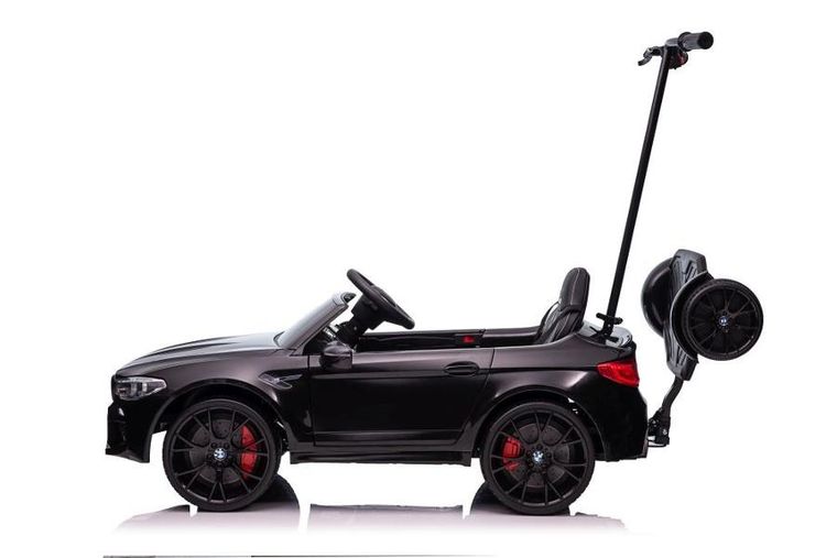 Lean Cars, BMW M5, pojazd na akumulator z platformą dla rodzica, czarny lakierowany