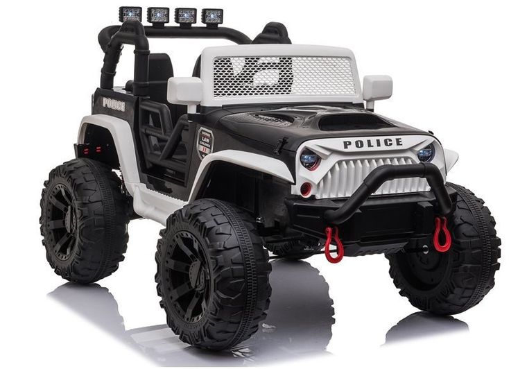 Lean Cars, Jeep, pojazd na akumulator, JC666, policyjny, biały