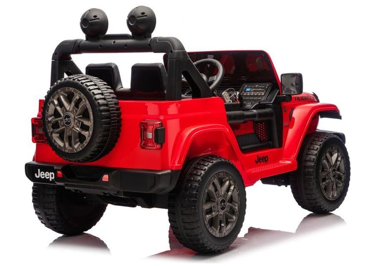 Lean Cars, Jeep Rubicon, pojazd na akumulator 4-4, DK-JWR556 4-200W 24V, czerwony