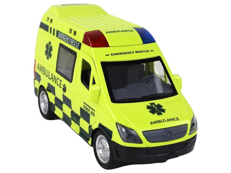 Lean Toys, ambulans, interaktywny pojazd zdalnie sterowany, żółty