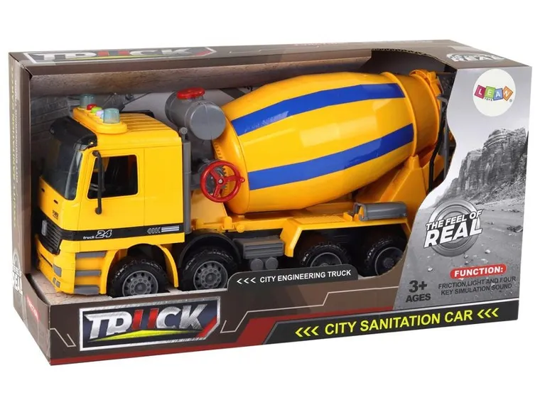 Lean Toys, betoniarka ze światłem i dźwiękiem, pomarańczowa